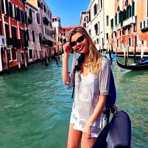 Prompt: EnjoyPhoenix traveling in Venice