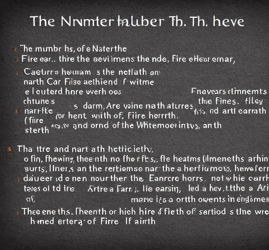 Image similar to the number and the nature of those things, cal'd elements, what fire, earth, aire forth brings : from whence the heavens their beginnings had.