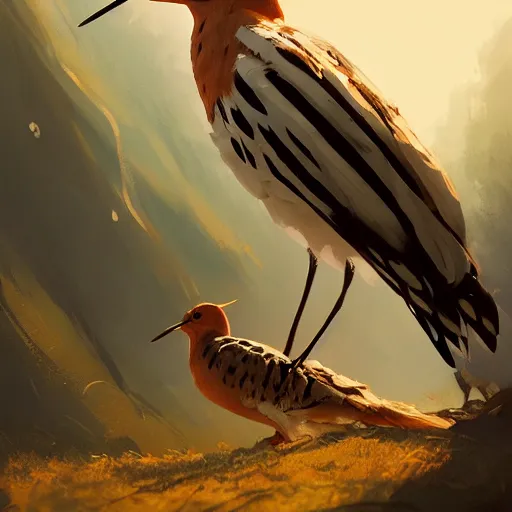 Image similar to hoopoe in avila pinewood, 4 k, concept art, by wlop, ilya kuvshinov, artgerm, krenz cushart, greg rutkowski, pixiv. cinematic dramatic atmosphere, sharp focus, volumetric lighting, cinematic lighting, studio quality