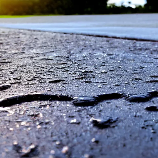 Prompt: close up of a puddle on asphalt reflecting the night sky, complex, high detail