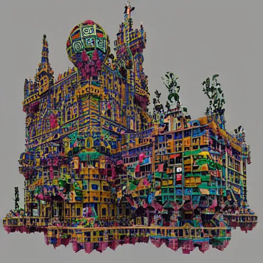 Image similar to by buckminster fuller, by bernardo bellotto ornate voxel art. a beautiful kinetic sculpture. it turned out that some crooked things looked even worse when straightened. some tangled knots only made sense once unraveled.