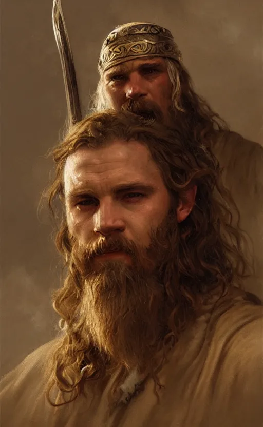 Image similar to dramatic portrait of a viking, traditional corsican, intricate, highly detailed, artstation, illustration, jurgens, rutkowski, bouguereau