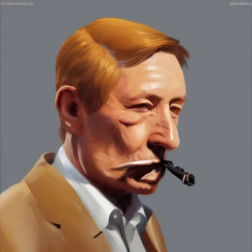 Image similar to Ted Pikul smoking, digital painting, detailed, smooth