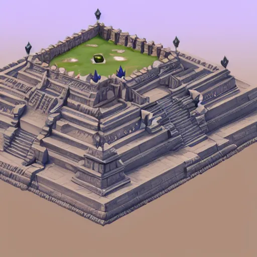 Image similar to a low poly isometric view of an ancient indian city, high quaity, unreal engine 5