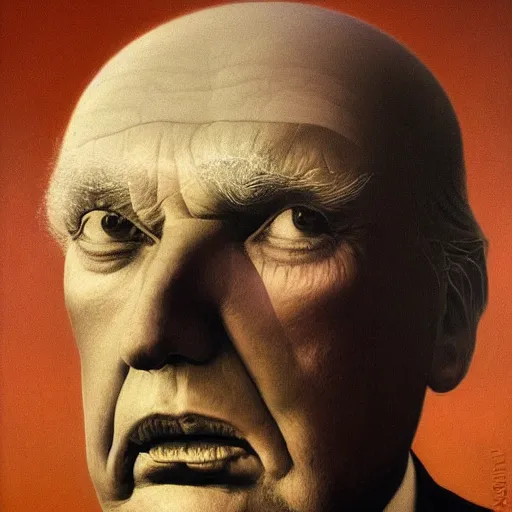 Image similar to A portrait of trump by Zdzisław Beksiński and Ilya Repin,In style of Futurism.digital art, illustration,hyper detailed,smooth, sharp focus,trending on artstation,oil on the canvas,4k