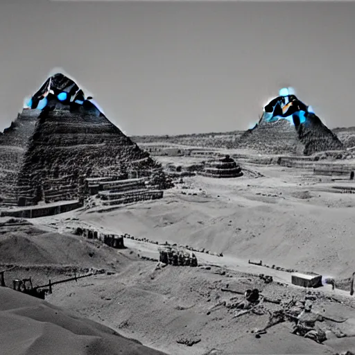 Prompt: construction of the Giza pyramids circa 2000 B.c