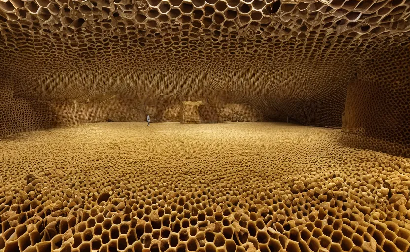 Image similar to underground city made of honeycomb