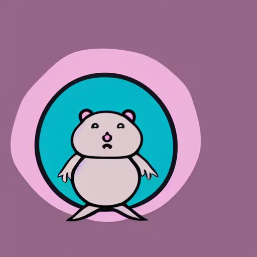 Prompt: cartoon, doodle, vector, adobe illustrator, fat round hamster, tiny arms, big body, big eyes, pastel, simple lines, clean cut, close up, solid background, lale westvind, craig mccracken, andy ristaino