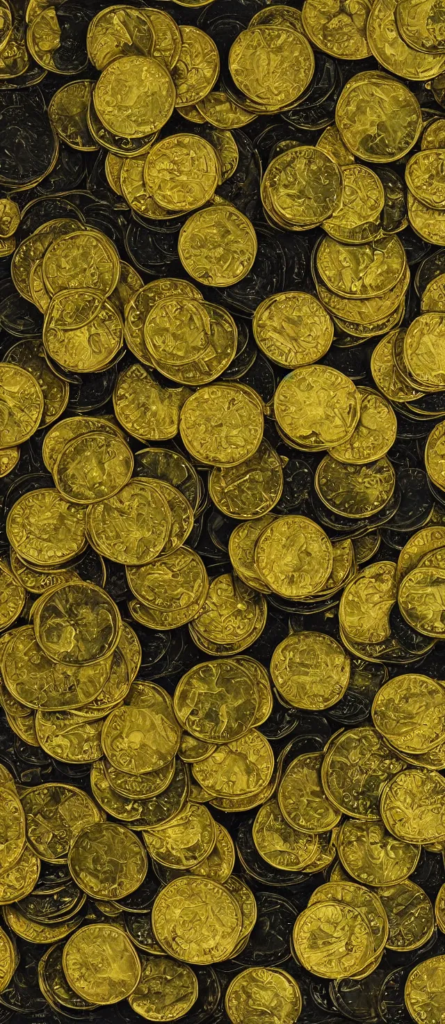 Prompt: green and black gold coins, extremely detailed, 8 k oil painting