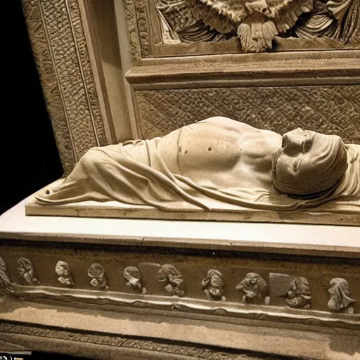 the actual dead body of a king entombed in glass. his Stable