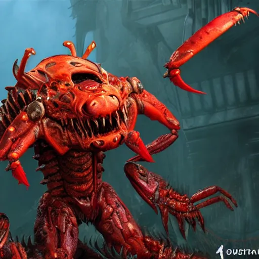 Prompt: crustacean monster from doom eternal