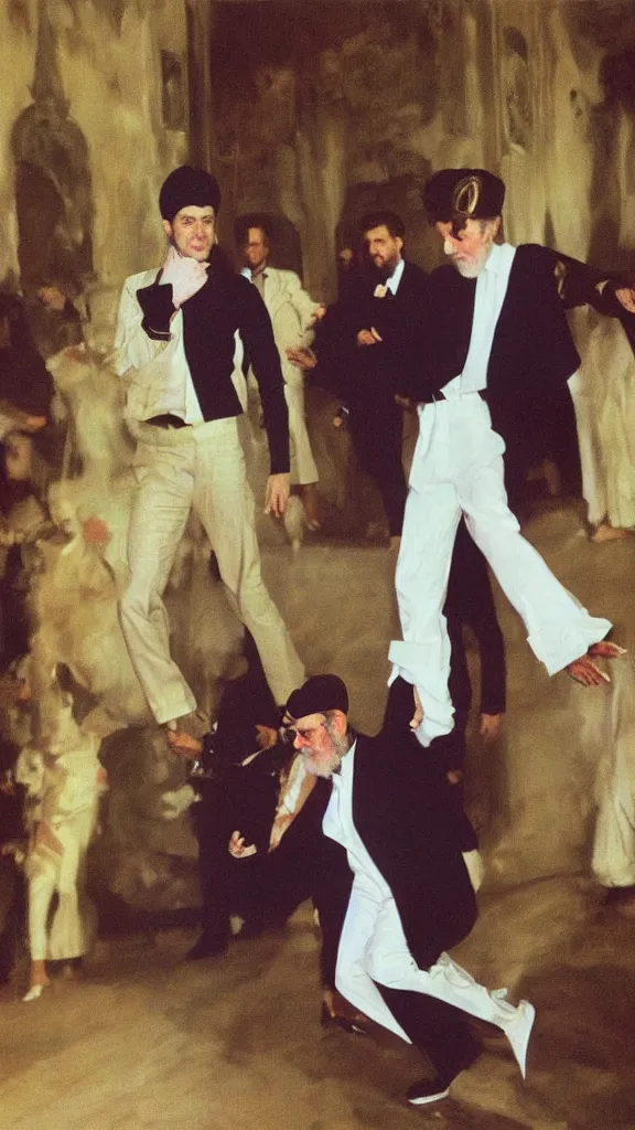 Prompt: ali khamenei dance with david bowie in botanical room by john singer sargent, cinematic, detailed