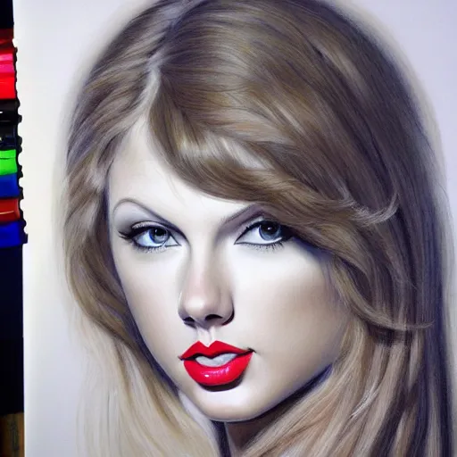 Image similar to pencil art, detailed portrait of taylor swift, intricate, hyper detailed, realistic, oil painting, by julie bell, frank frazetta, cinematic lighting