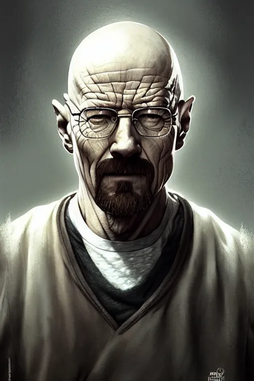 Image similar to character art by bastien lecouffe - deharme, walter white, absolute chad