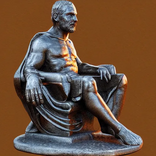 Prompt: thinker statue sitting on chair of game of thrones 4k painting