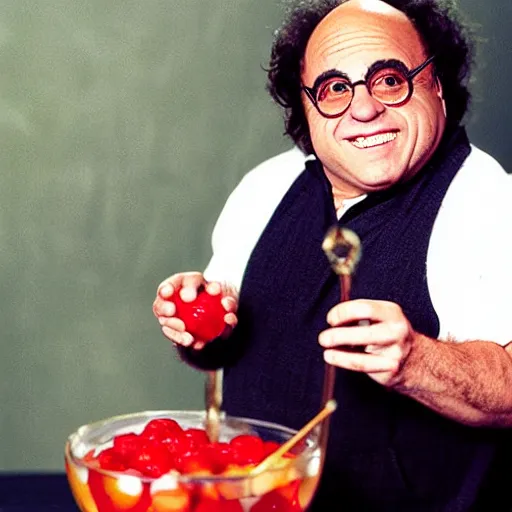 Prompt: danny devito as straw berry