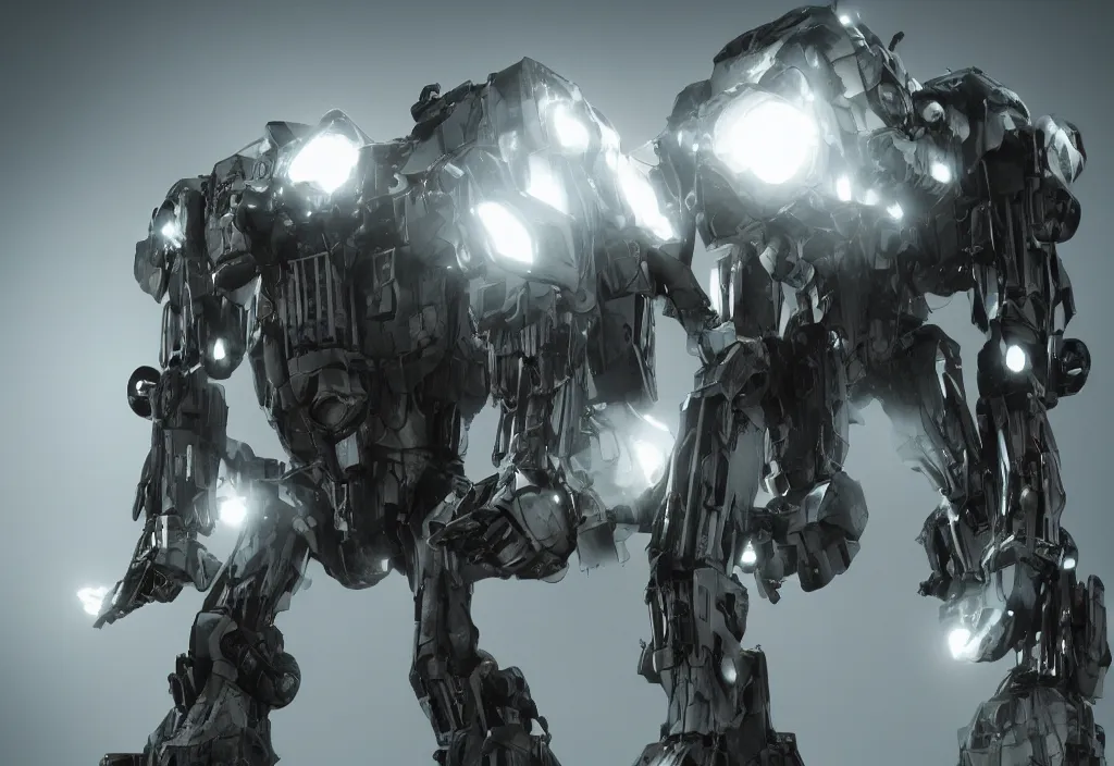 Image similar to mecha with the face of borges, photorealistic, film, cinematic lighting, octane tender, volumetric light, dark - art