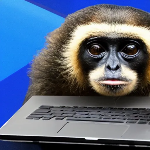 Image similar to the animal gibbon trading Bitcoin on a laptop