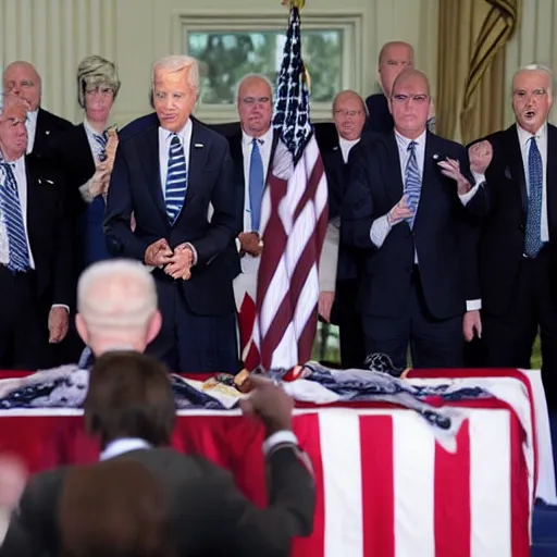 Prompt: Joe Biden leading an army of clones of Joe Biden