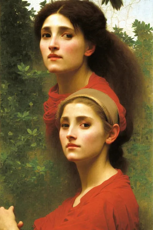 Image similar to portrait of a woman in astronaut helmet an ancient human specie, by bouguereau