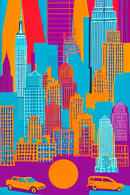 Image similar to minimalist boho style art of colorful new york, illustration, vector art