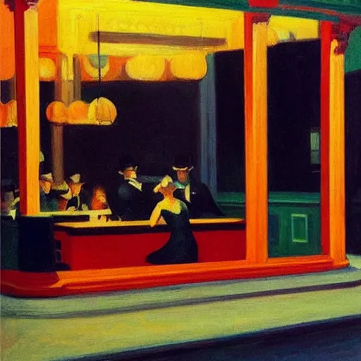 Prompt: night of Jazz music by Edward Hopper