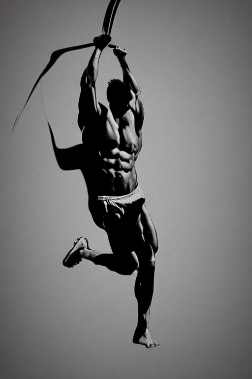 Prompt: minimal thick paint brush strokes of a thin athletic male physique doing pullup, minimalist art, beautiful, flowing brush strokes, matte paint colors, minimal digital art trending on artstation