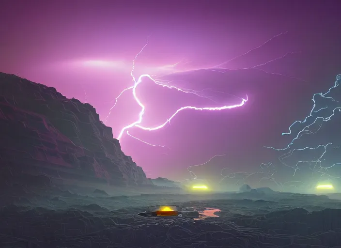 Image similar to a luminescent lightning storm by paolo eleuteri serpieri and tomer hanuka and chesley bonestell and daniel merriam and tomokazu matsuyama, unreal engine, high resolution render, featured on artstation, octane, 8 k, highly intricate details, vivid colors, vector illustration