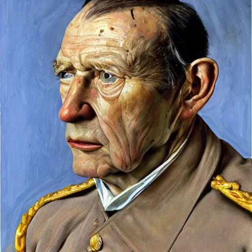 Image similar to high quality high detail painting by lucian freud, hd, portrait of a colonial general, photorealistic lighting