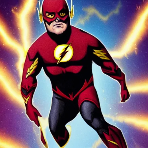 Prompt: jack black as the flash by dc comics