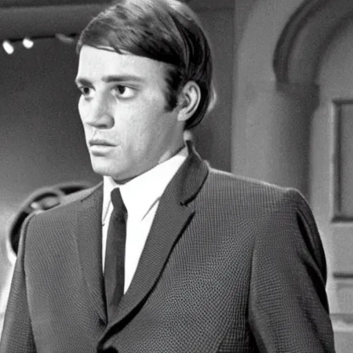 Image similar to Krzysztof Krawczyk in a still from a Polish black and white comedy movie The Cruise (1970)