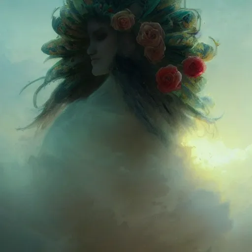 Prompt: epic portrait an statue of an flower goddess, beautiful, cracky, broad light, ambient occlusion, volumetric light effect, made by ivan aivazovsky, peter mohrbacher, greg rutkowski, matte painting, trending on artstation, 4 k, perfectly defined features, digital painting,