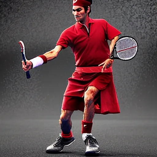 Image similar to Roger Federer in Samurai costume, intricate details, hyper realistic, soft lighting, epic