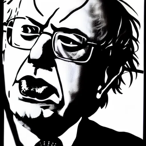 Prompt: a portrait of Bernie Sanders in the style of Yoji Shinkawa