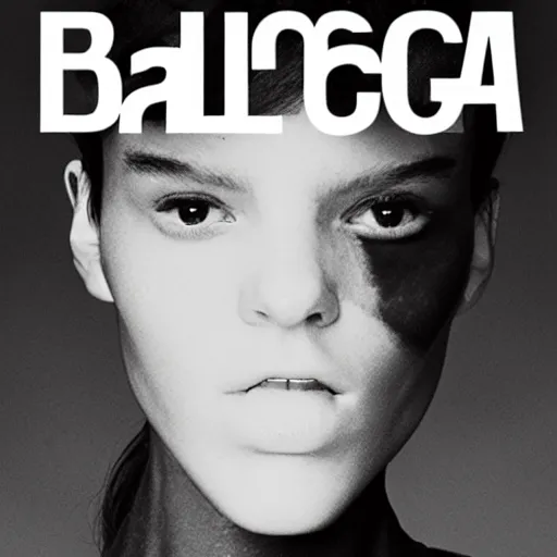 Image similar to black on white editorial cover for balenciaga in style of david rudnick, y 2 k