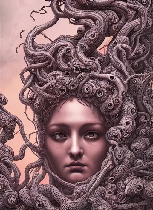 Image similar to Medusa goddess painting by Dan Hillier, trending on artstation, artstationHD, artstationHQ, 4k, 8k