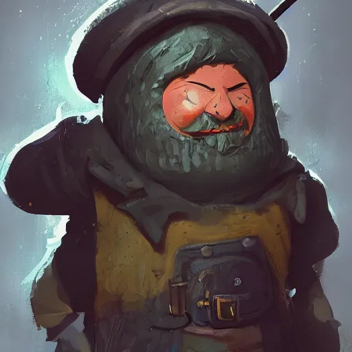 Image similar to deep gnome character portrait, by Ismail Inceoglu, shabby clothes, leather pouch, wielding knife, grinning, dungeons and dragons, digital art, character