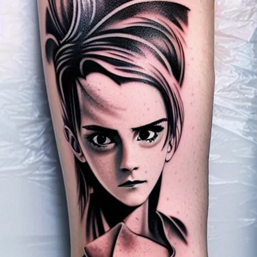 Image similar to tattoo of anime emma watson on arm