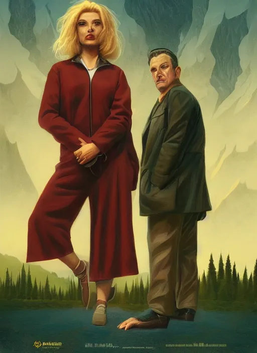 Prompt: twin peaks movie poster art by michael komarck