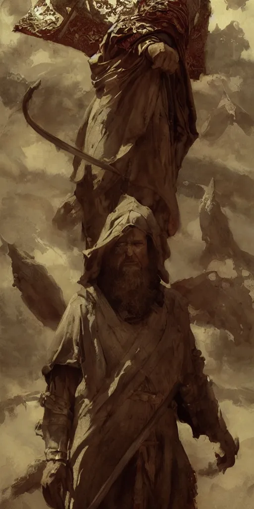 Image similar to a full body portrait of the ancient historical biblical evil pagan king ahab of Israel by craig mullins and marc simonetti, Ross Tran and WLOP, by Andrew Wyeth and Gerald Brom, In the style of John singer Sargent and James gurney, ARTSTATION, cgsociety, polycount, character design, CINEMATIC, AWE INSPIRING, BEAUTIFUL, ART GERM