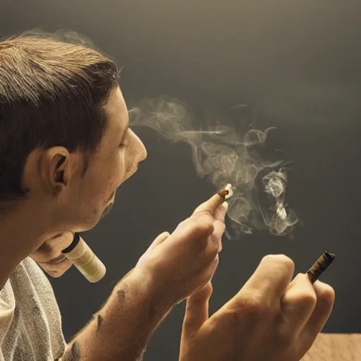 Image similar to human smoking cigarete