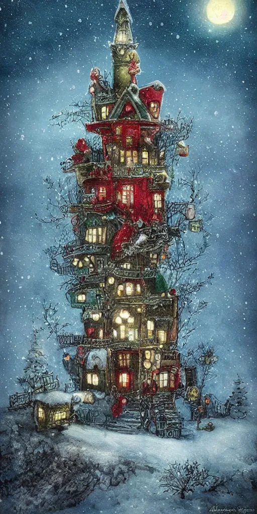 Image similar to a north pole christmas scene by alexander jansson