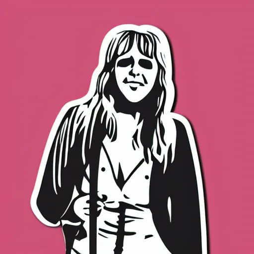 Image similar to stevie nicks playing guitar and singing, sticker - art, svg vector, adobe - illustrator