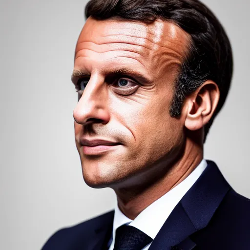 Image similar to californian Emmanuel Macron, 50mm photography, high quality, 4K