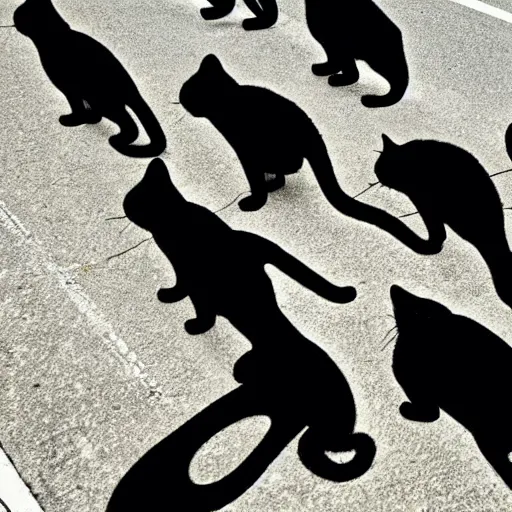 Image similar to cats crossing the street but only their shadows are visible