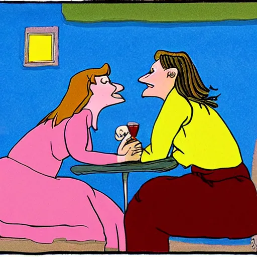 Image similar to bill plympton art of two women kissing