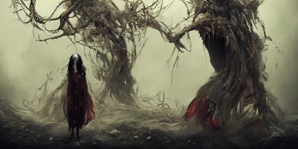 Image similar to Strange and mystical creatures scary and dangerous, concept art, inspired by Reylia Slaby, Guillermo del Toro, trending on artstation, volumetric lighting, intricate, ornate, CGsociety