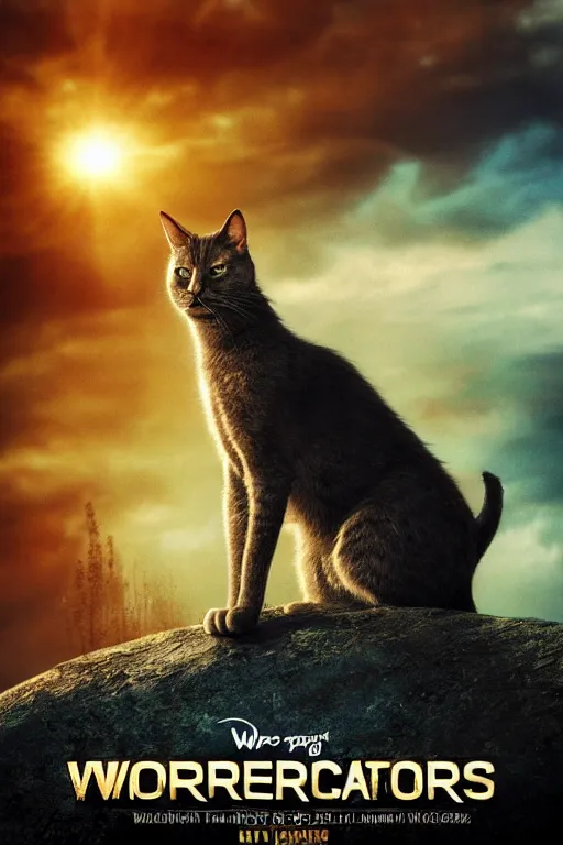 Image similar to a movie poster for warrior cats by wayne mclouglin, depth of field, sun flare, hyper realistic, very detailed, backlighting, cgi