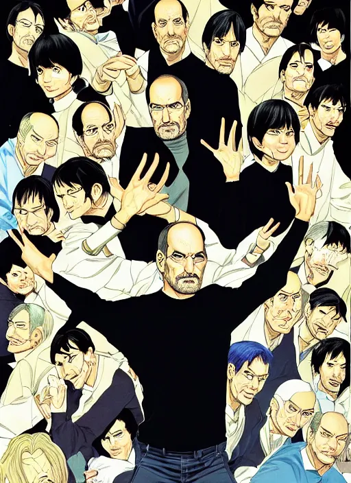 Image similar to official steve jobs manga, by katsuhiro otomo and hiroya oku and makoto yukimura