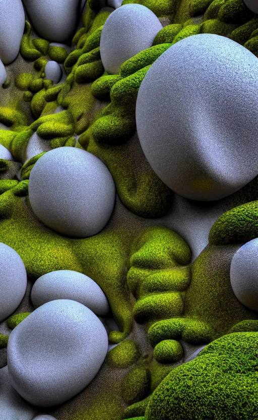 Image similar to highly detailed ultra sharp 3 d render cinematic composition of a smooth ceramic porcelain biomorphic magnolia stone nebula fluid fractal sci - fi surreal architecture landscape, granite, metallic, magnesium, marble, moss and lichen, vincent callebaut composition, mamou - mani, archviz, beautiful lighting, 8 k, unreal engine, hdr,